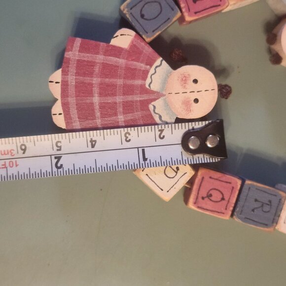 Handmade Wooden Alphabet Letter Block Garland Necklace with Ragdoll Boy & Girl - Picture 8 of 8